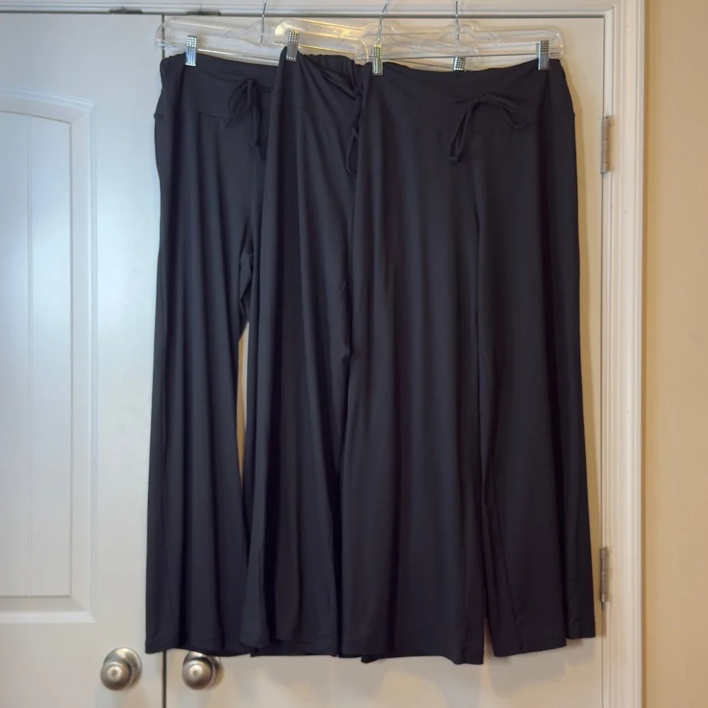 Showitty Set/3 Wide Leg Lounge Pants High Waisted‎ Drawstring Yoga Trousers XL